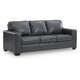 Miller Sofa with Exposed Wooden Feet | Blue Leather-Faux Leather 85"
