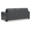 Miller Sofa with Exposed Wooden Feet | Blue Leather-Faux Leather 85"