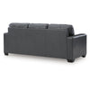 Miller Sofa with Exposed Wooden Feet | Blue Leather-Faux Leather 85"