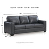 Miller Sofa with Exposed Wooden Feet | Blue Leather-Faux Leather 85"