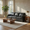 Miller Sofa with Exposed Wooden Feet | Blue Leather-Faux Leather 85"