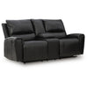 Larry Reclining Loveseat with Console and Cup Holders | Black Leather 74"