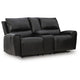 Larry Reclining Loveseat with Console and Cup Holders | Black Leather 74"
