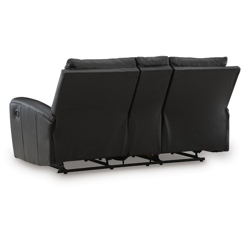 Larry Reclining Loveseat with Console and Cup Holders | Black Leather 74"