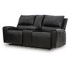 Larry Reclining Loveseat with Console and Cup Holders | Black Leather 74"