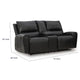Larry Reclining Loveseat with Console and Cup Holders | Black Leather 74"