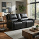 Larry Reclining Loveseat with Console and Cup Holders | Black Leather 74"