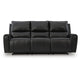 Larry Dual Reclining Sofa with Pull Tab Mechanism | Black Leather 84"