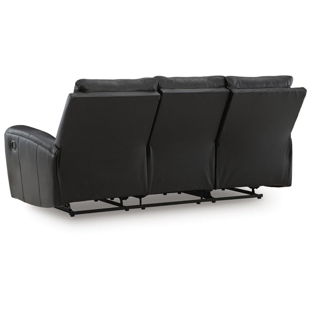 Larry Dual Reclining Sofa with Pull Tab Mechanism | Black Leather 84"