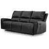 Larry Dual Reclining Sofa with Pull Tab Mechanism | Black Leather 84"