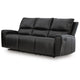 Larry Dual Reclining Sofa with Pull Tab Mechanism | Black Leather 84"