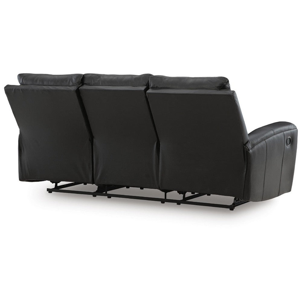 Larry Dual Reclining Sofa with Pull Tab Mechanism | Black Leather 84"