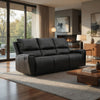 Larry Dual Reclining Sofa with Pull Tab Mechanism | Black Leather 84"