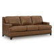 Sany Sofa with Nailhead Trim | Exposed Wooden Feet | Brown Leather 90"