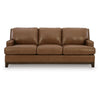 Sany Sofa with Nailhead Trim | Exposed Wooden Feet | Brown Leather 90"