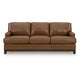 Sany Sofa with Nailhead Trim | Exposed Wooden Feet | Brown Leather 90"