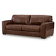 Liano Modern Sofa with Wide Seating | Low-Profile Base | Brown Leather 95"