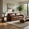 Liano Modern Sofa with Wide Seating | Low-Profile Base | Brown Leather 95"