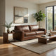 Liano Modern Sofa with Wide Seating | Low-Profile Base | Brown Leather 95"