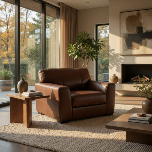 Liano Oversized Chair | Low-Profile Legs | Canyon Leather-Faux Leather