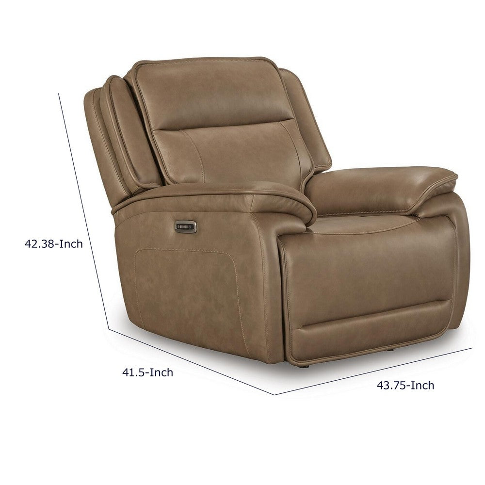Glenn Power Recliner Chair with Adjustable Headrest | USB Port | Brown Leather