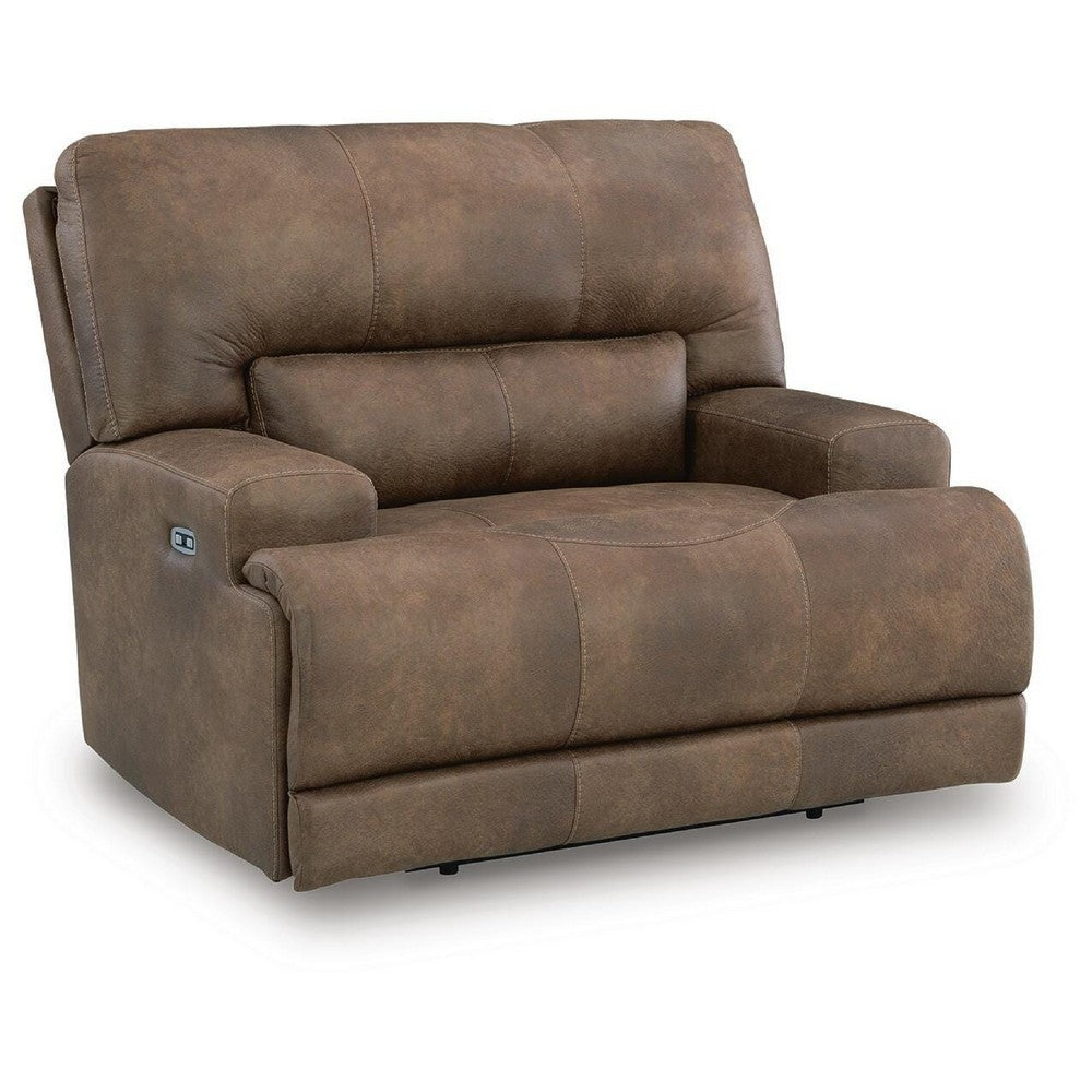 Bucky Power Recliner Chair | Adjustable Headrest | USB Port | Brown Faux Leather
