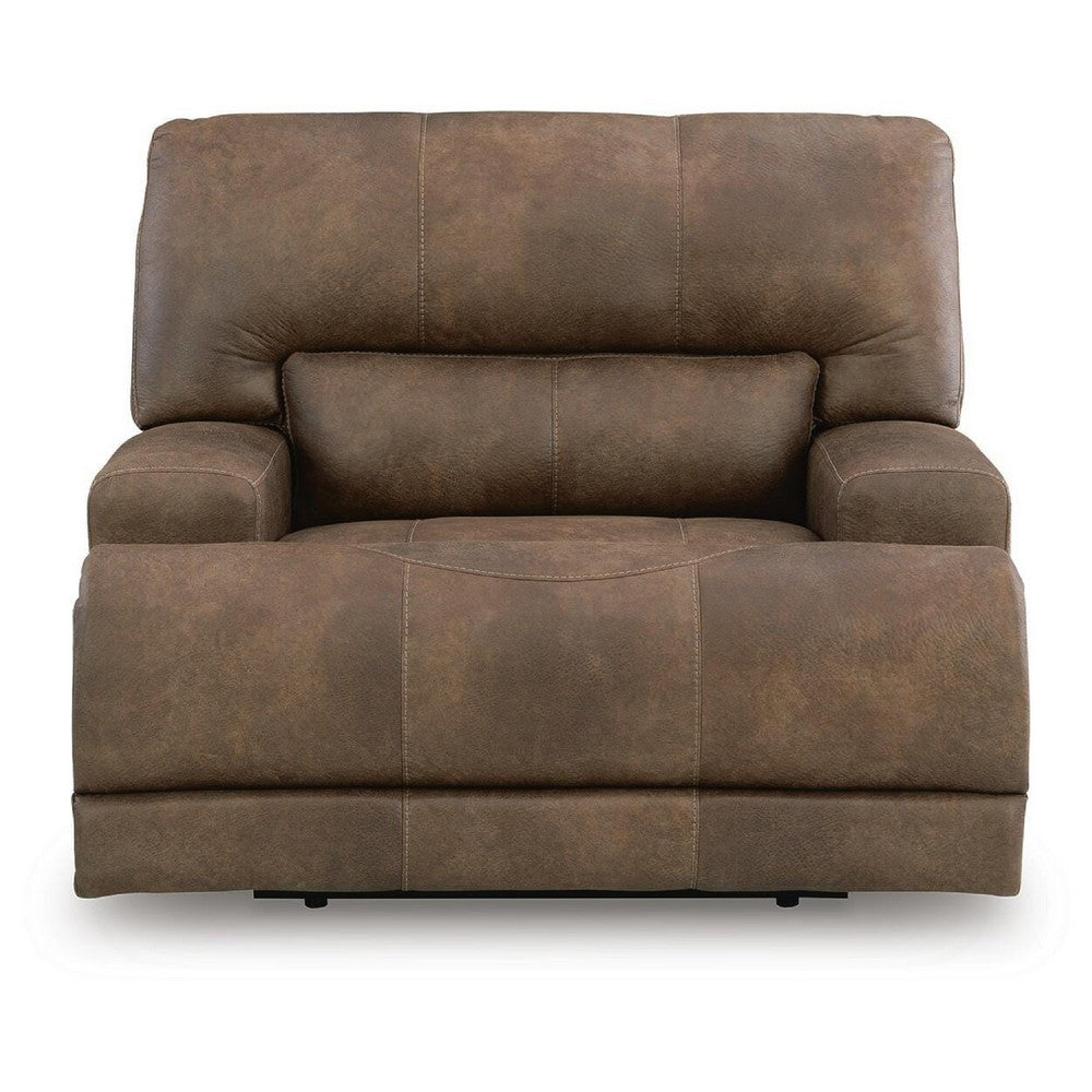 Bucky Power Recliner Chair | Adjustable Headrest | USB Port | Brown Faux Leather