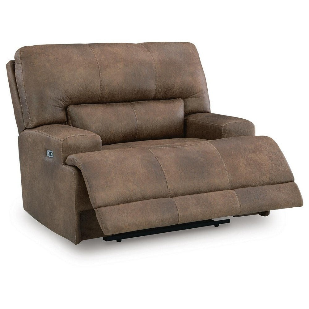 Bucky Power Recliner Chair | Adjustable Headrest | USB Port | Brown Faux Leather