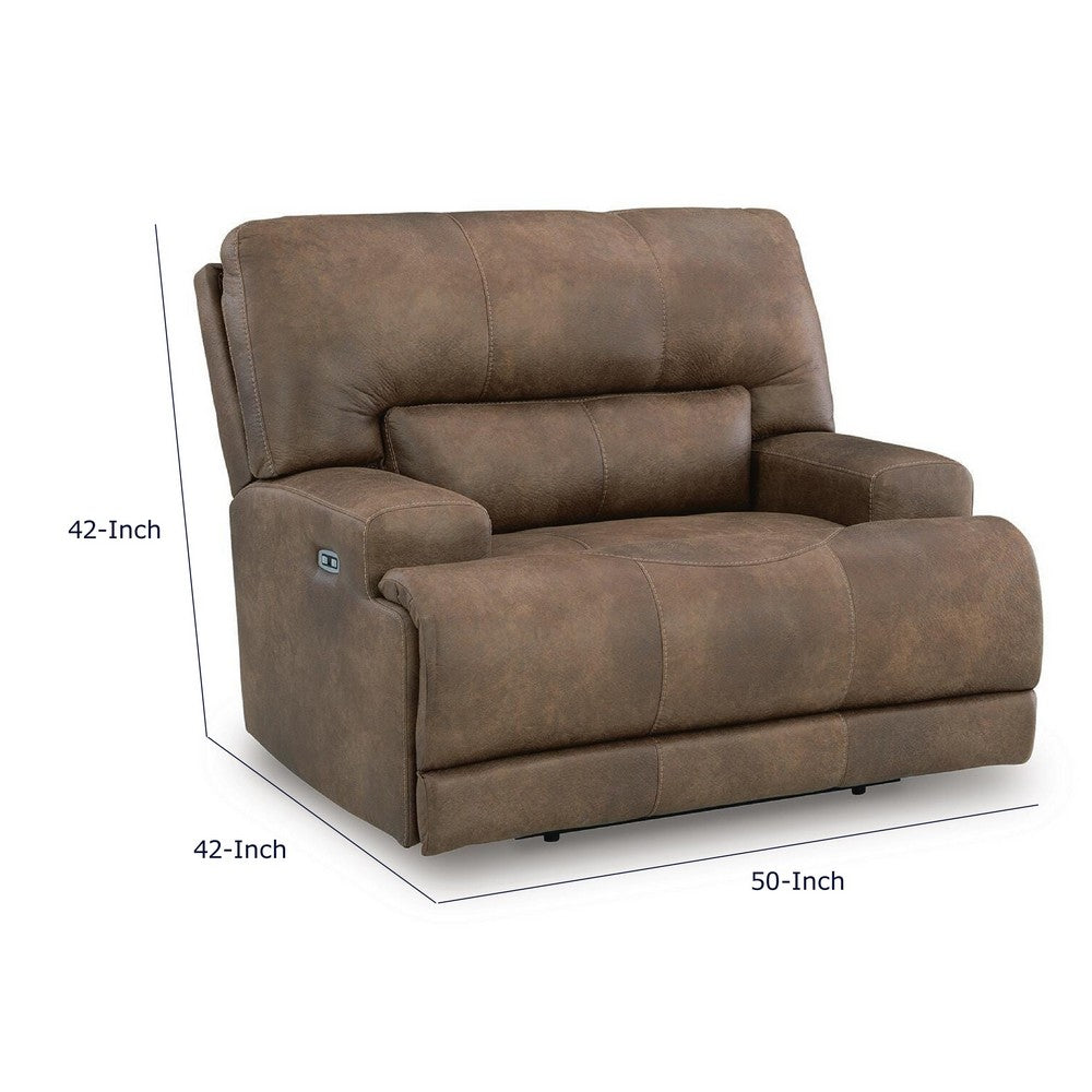 Bucky Power Recliner Chair | Adjustable Headrest | USB Port | Brown Faux Leather