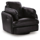 Modie Swivel Glider Recliner Chair with One Pull Motion | Black Leather