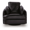 Modie Swivel Glider Recliner Chair with One Pull Motion | Black Leather