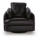 Modie Swivel Glider Recliner Chair with One Pull Motion | Black Leather