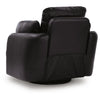 Modie Swivel Glider Recliner Chair with One Pull Motion | Black Leather