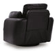 Modie Swivel Glider Recliner Chair with One Pull Motion | Black Leather