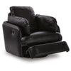 Modie Swivel Glider Recliner Chair with One Pull Motion | Black Leather