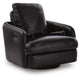Modie Swivel Glider Recliner Chair with One Pull Motion | Black Leather