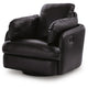 Modie Swivel Glider Recliner Chair with One Pull Motion | Black Leather