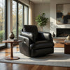 Modie Swivel Glider Recliner Chair with One Pull Motion | Black Leather