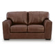 Liano Loveseat with Wide Seating | Low-Profile Base | Brown Leather 70"