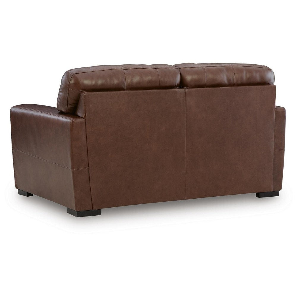 Liano Loveseat with Wide Seating | Low-Profile Base | Brown Leather 70"