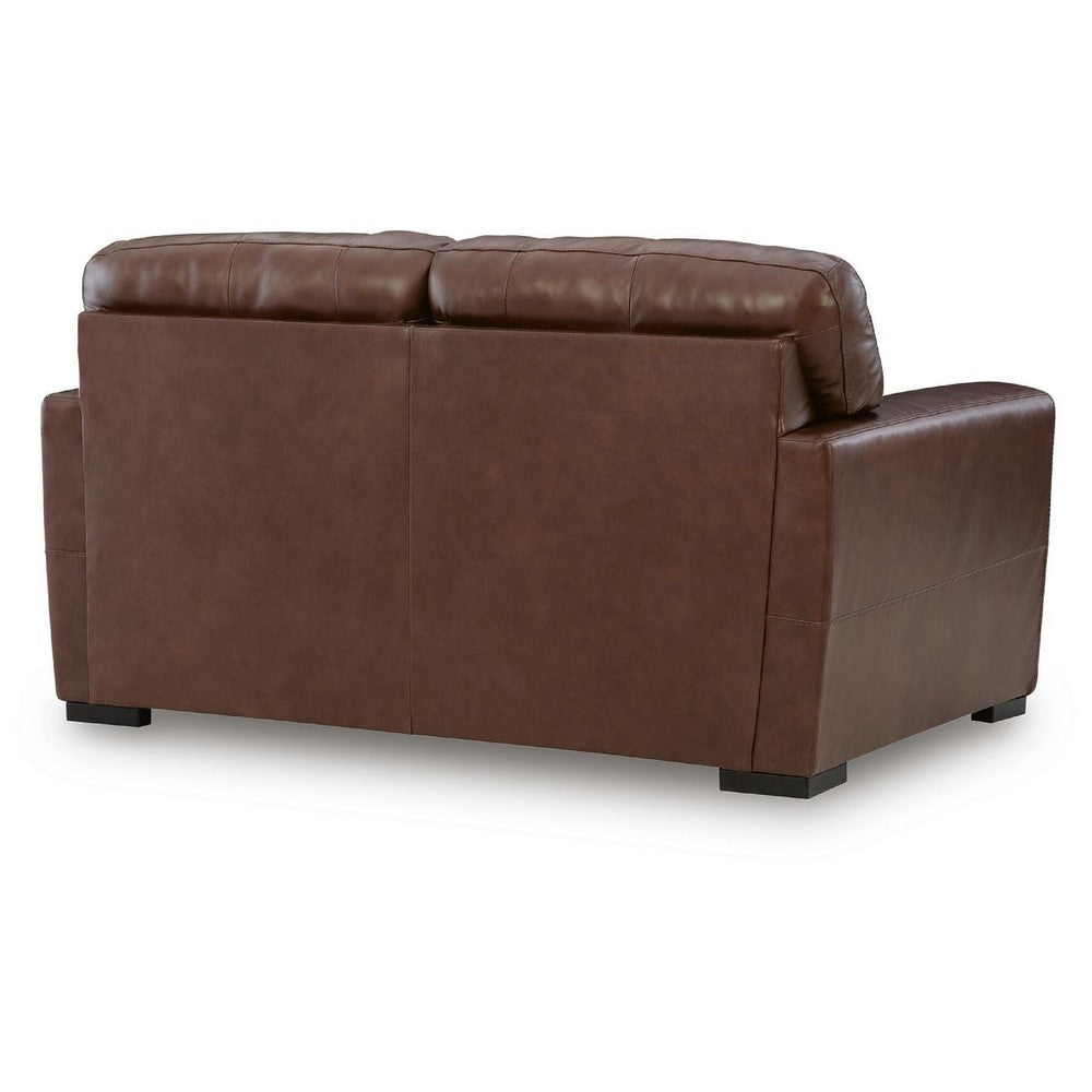 Liano Loveseat with Wide Seating | Low-Profile Base | Brown Leather 70"