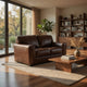 Liano Loveseat with Wide Seating | Low-Profile Base | Brown Leather 70"