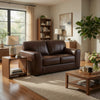 Liano Loveseat with Wide Seating | Low-Profile Base | Brown Leather 70"