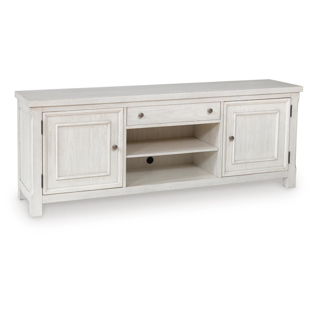 Lea TV St& Media Console | 2 Doors & Drawer | Antique White Hardwood 72"