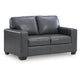 Miller Loveseat with Exposed Wooden Feet | Blue Leather-Faux Leather 62"
