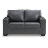 Miller Loveseat with Exposed Wooden Feet | Blue Leather-Faux Leather 62"