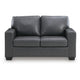 Miller Loveseat with Exposed Wooden Feet | Blue Leather-Faux Leather 62"