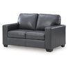 Miller Loveseat with Exposed Wooden Feet | Blue Leather-Faux Leather 62"