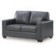Miller Loveseat with Exposed Wooden Feet | Blue Leather-Faux Leather 62"