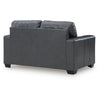 Miller Loveseat with Exposed Wooden Feet | Blue Leather-Faux Leather 62"